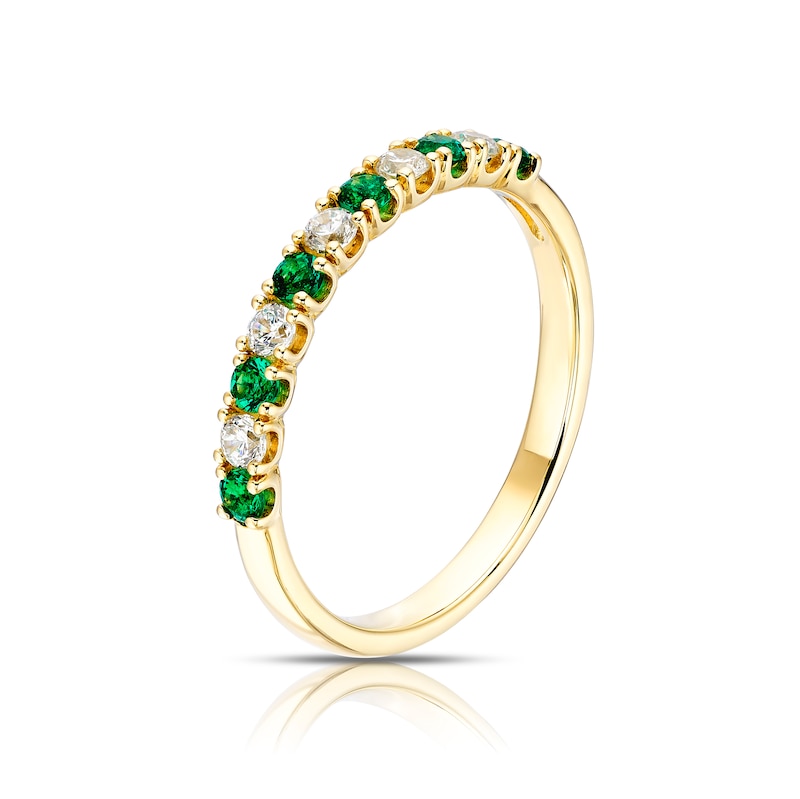 Main Image 2 of 9ct Yellow Gold Created Emerald & Cubic Zirconia Eternity Ring