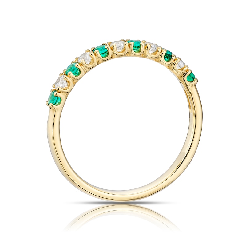 Main Image 3 of 9ct Yellow Gold Created Emerald & Cubic Zirconia Eternity Ring