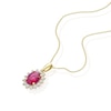 Thumbnail Image 2 of 9ct Yellow Gold 16+2&quot; Created Ruby & Cubic Zirconia Halo Pendant