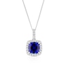 Thumbnail Image 1 of 9ct White Gold  16+2&quot; Created Sapphire & Cubic Zirconia Halo Pendant