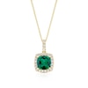 Thumbnail Image 1 of 9ct Yellow Gold 16+2&quot; Created Emerald & Cubic Zirconia Halo Pendant