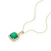 Thumbnail Image 2 of 9ct Yellow Gold 16+2&quot; Created Emerald & Cubic Zirconia Halo Pendant