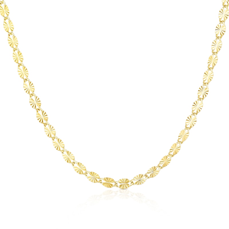 Main Image 1 of 9ct Yellow Gold 16&quot; Starburst Diamond Cut Chain