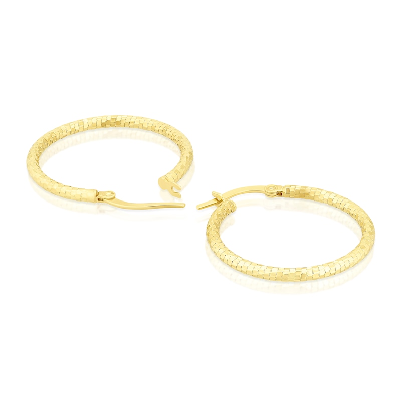 Main Image 2 of 9ct Yellow Gold 20mm Diamond Cut Hoop Earrings