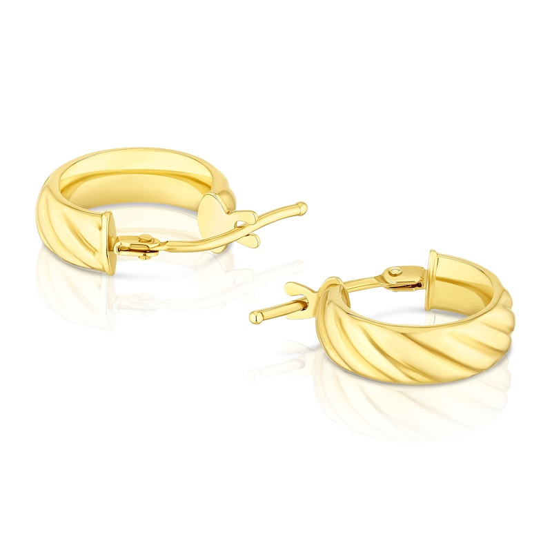 Main Image 2 of 9ct Yellow Gold 8mm Twist Texture Huggie Hoop Earrings