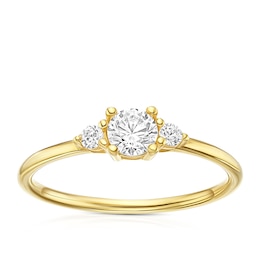 9ct Yellow Gold Cubic Zirconia Trilogy Ring