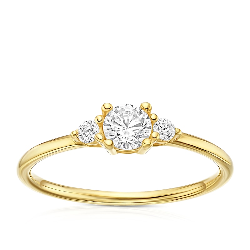 Main Image 1 of 9ct Yellow Gold Cubic Zirconia Trilogy Ring