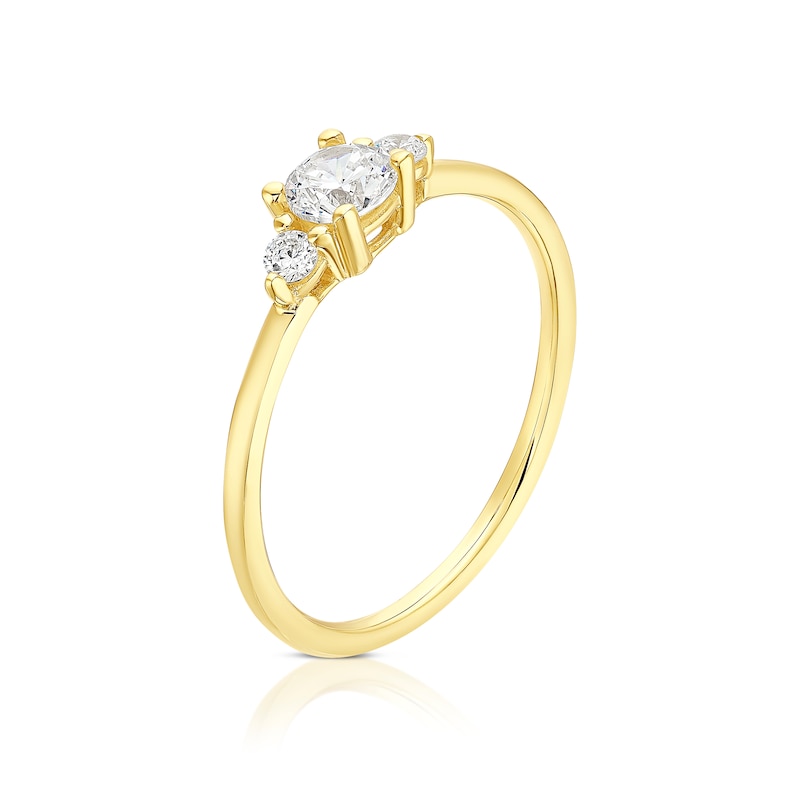 Main Image 2 of 9ct Yellow Gold Cubic Zirconia Trilogy Ring