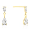 Thumbnail Image 1 of 9ct Yellow Gold Cubic Zirconia Double Pear Shaped Drop Earrings