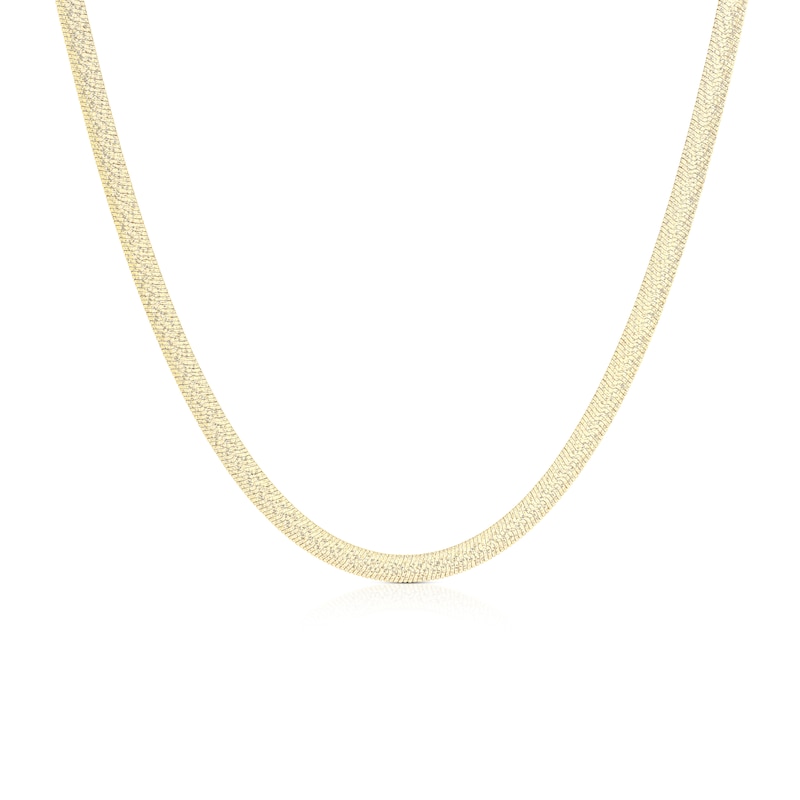 Main Image 1 of 9ct Yellow Gold 16&quot; Sparkle Herringbone Chain Necklace