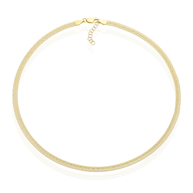 Main Image 2 of 9ct Yellow Gold 16&quot; Sparkle Herringbone Chain Necklace