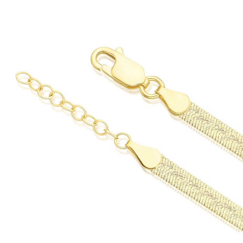 Main Image 3 of 9ct Yellow Gold 16&quot; Sparkle Herringbone Chain Necklace