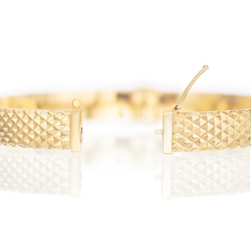 Main Image 2 of 9ct Yellow Gold Diamond Cut Wide Bangle