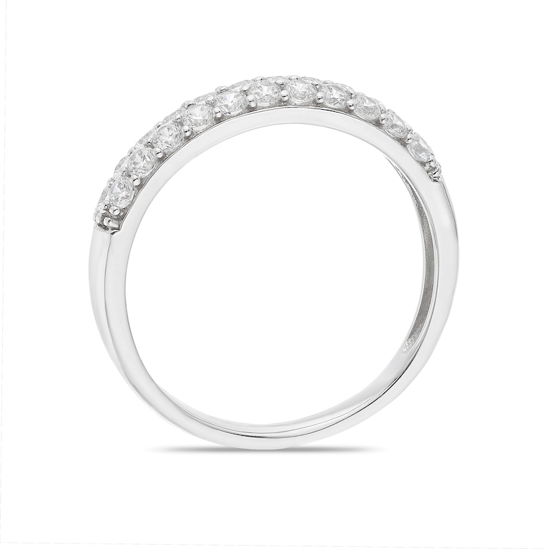 Main Image 3 of Sterling Silver Cubic Zirconia Double Row Pavé Ring