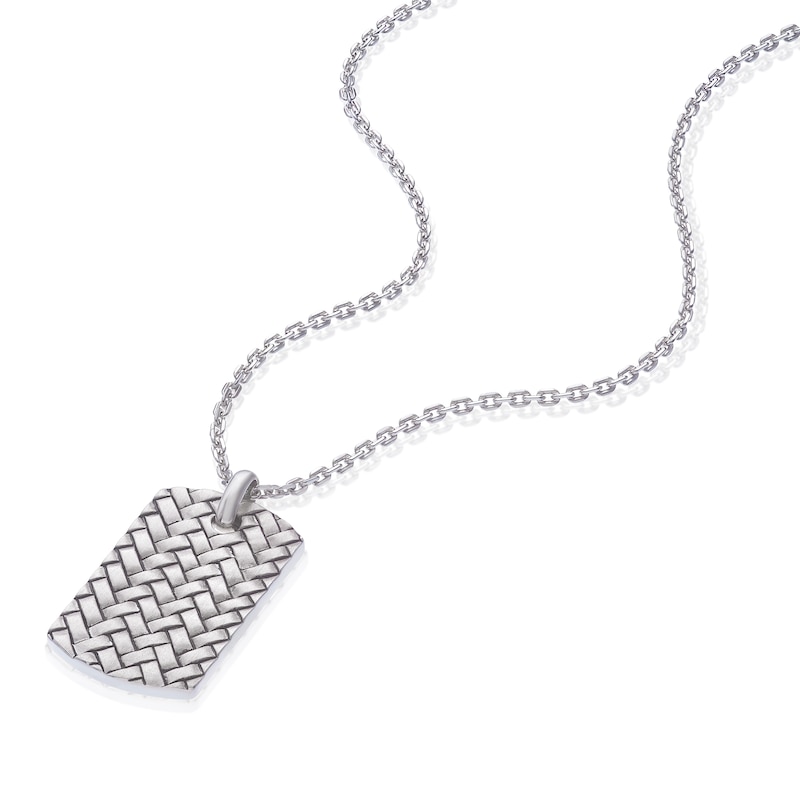 Main Image 2 of Sterling Silver 20&quot; Braided Dog Tag Necklace