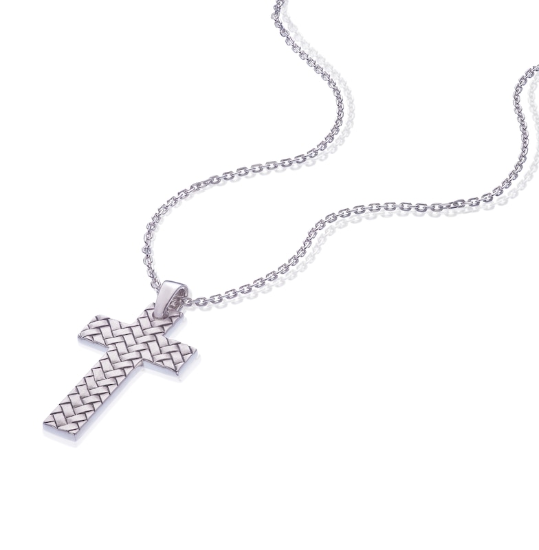 Main Image 2 of Sterling Silver 20&quot; Braided Cross Pendant