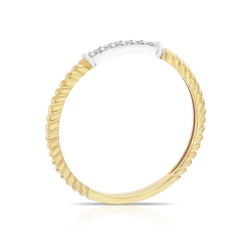 Main Image 3 of 9ct Yellow & White Gold Cubic Zirconia Texture Twist Ring