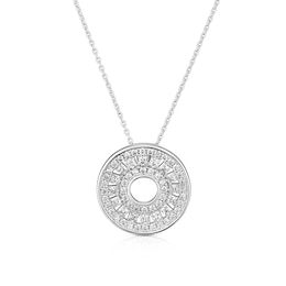 Sterling Silver Cubic Zirconia Baguette Circle Pendant