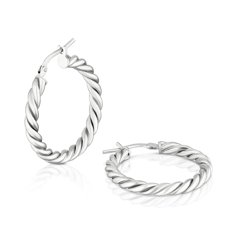 Main Image 1 of Sterling Silver 20mm Twist Hoop Earrings