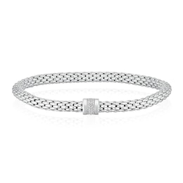 Sterling Silver 7.5&quot; Tubular Expandable Bracelet