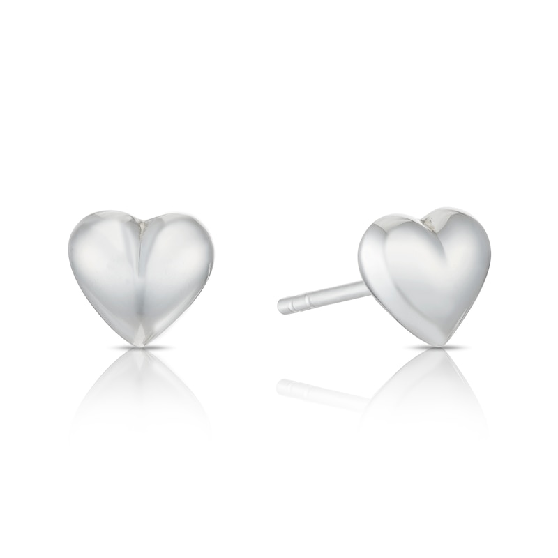 Main Image 1 of Sterling Silver Polished Heart Stud Earrings