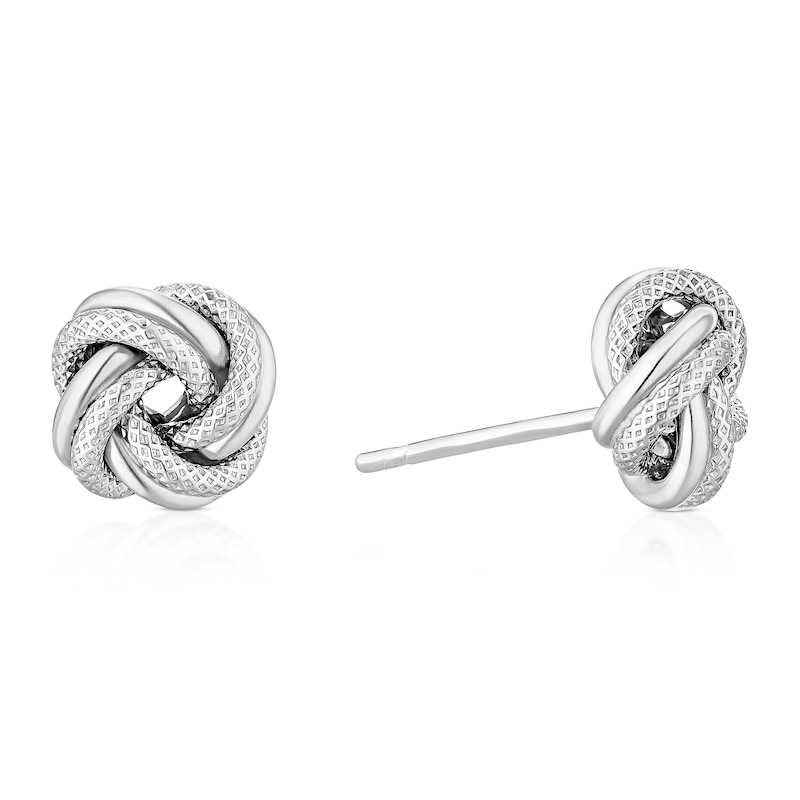 Main Image 1 of Sterling Silver Textured Knot Stud Earrings