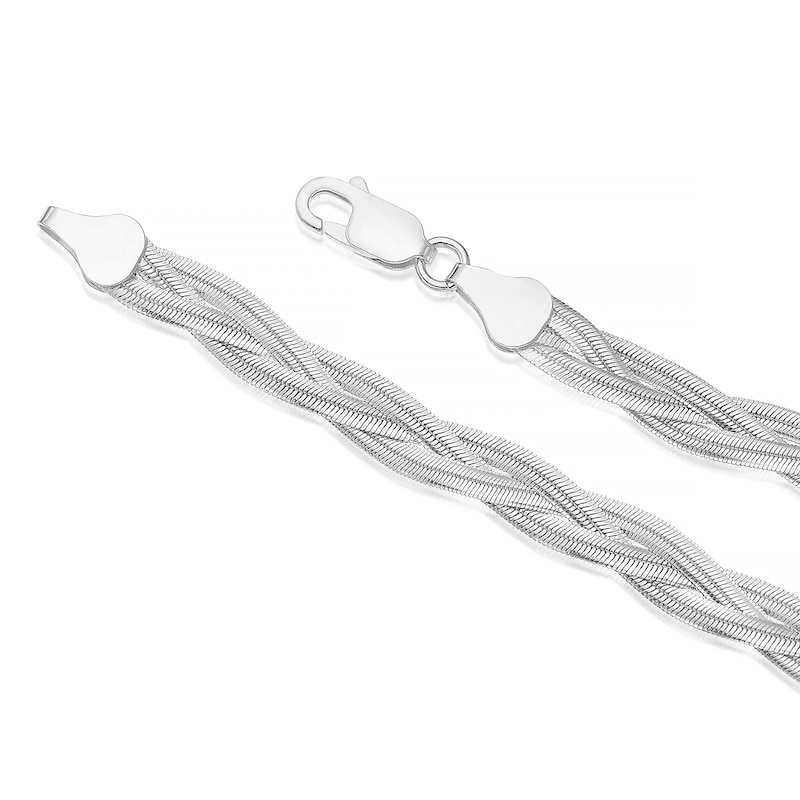 Main Image 3 of Sterling Silver 7.5&quot; Braided Herringbone Chain Bracelet