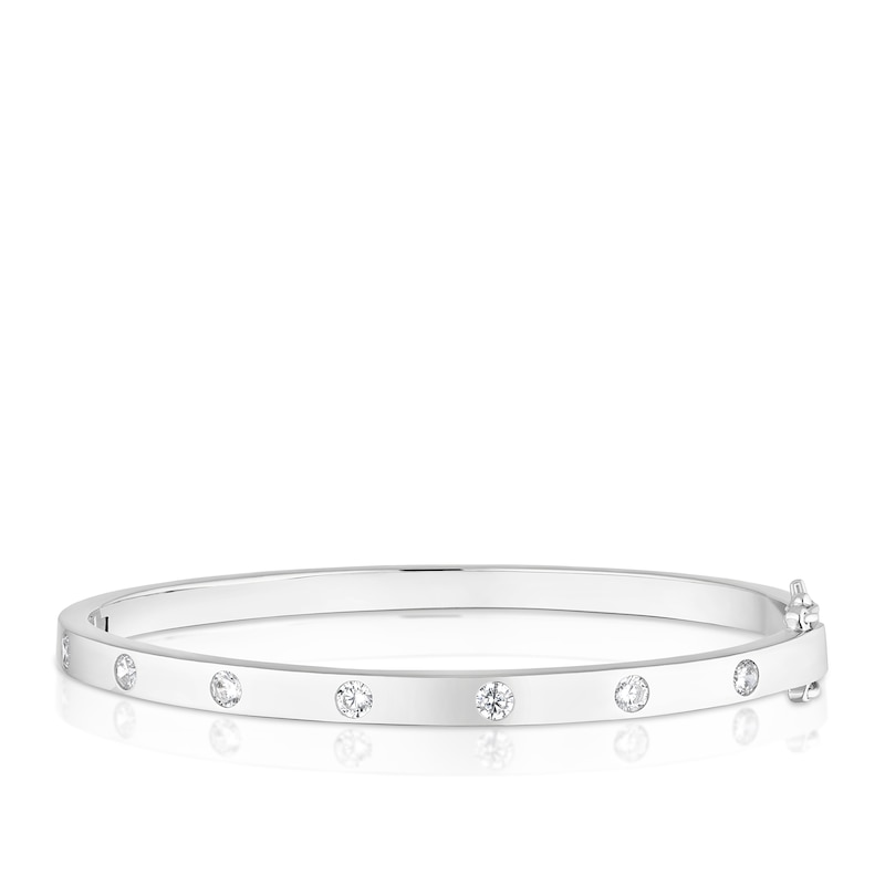 Main Image 1 of Sterling Silver Flush Set Cubic Zirconia Bangle