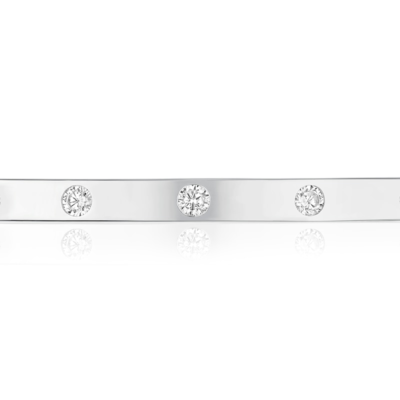 Main Image 2 of Sterling Silver Flush Set Cubic Zirconia Bangle