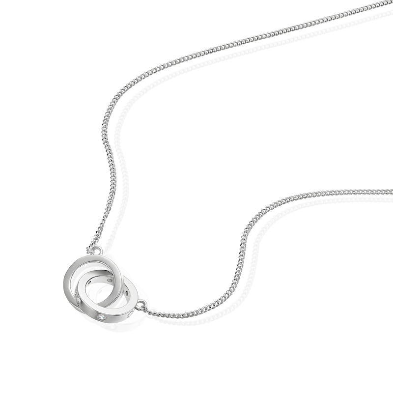 Main Image 2 of Sterling Silver 16&quot; Cubic Zirconia Interlinking Circle Pendant