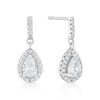 Thumbnail Image 1 of Sterling Silver Cubic Zirconia Halo Pear Shaped Drop Earrings