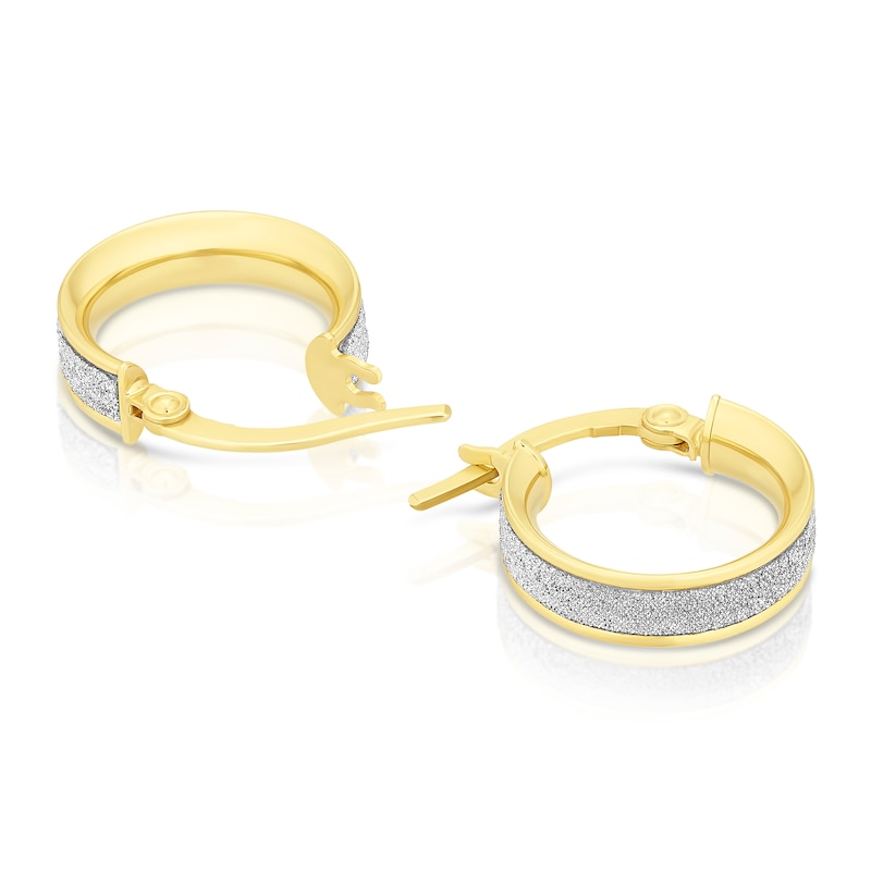 Main Image 2 of 9ct Yellow Gold 10mm Glitter Hoop Earrings