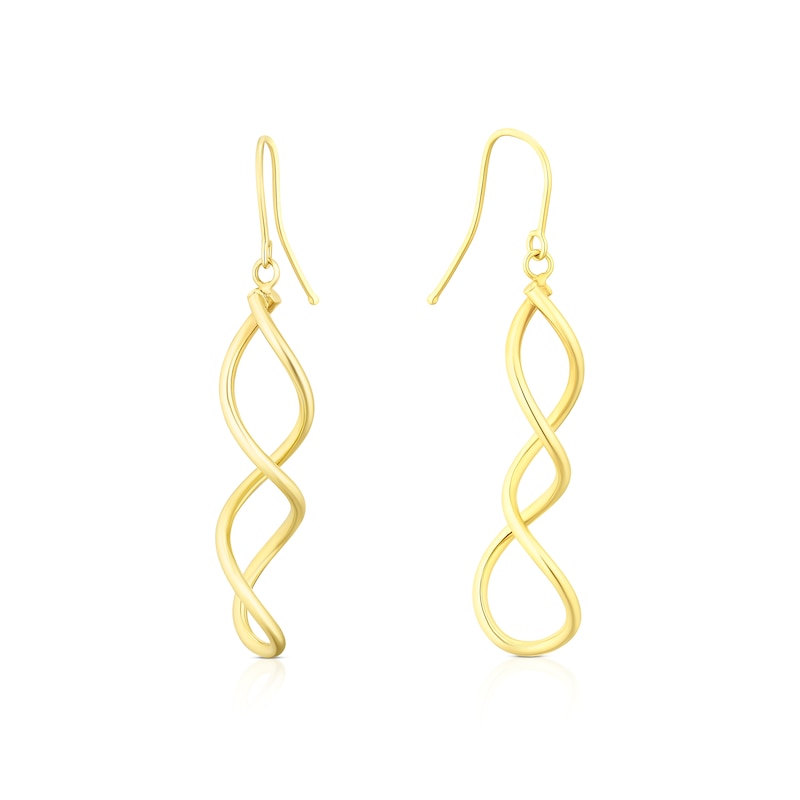 Main Image 1 of 9ct Yellow Gold Polished Twist 3D Drop Earrings