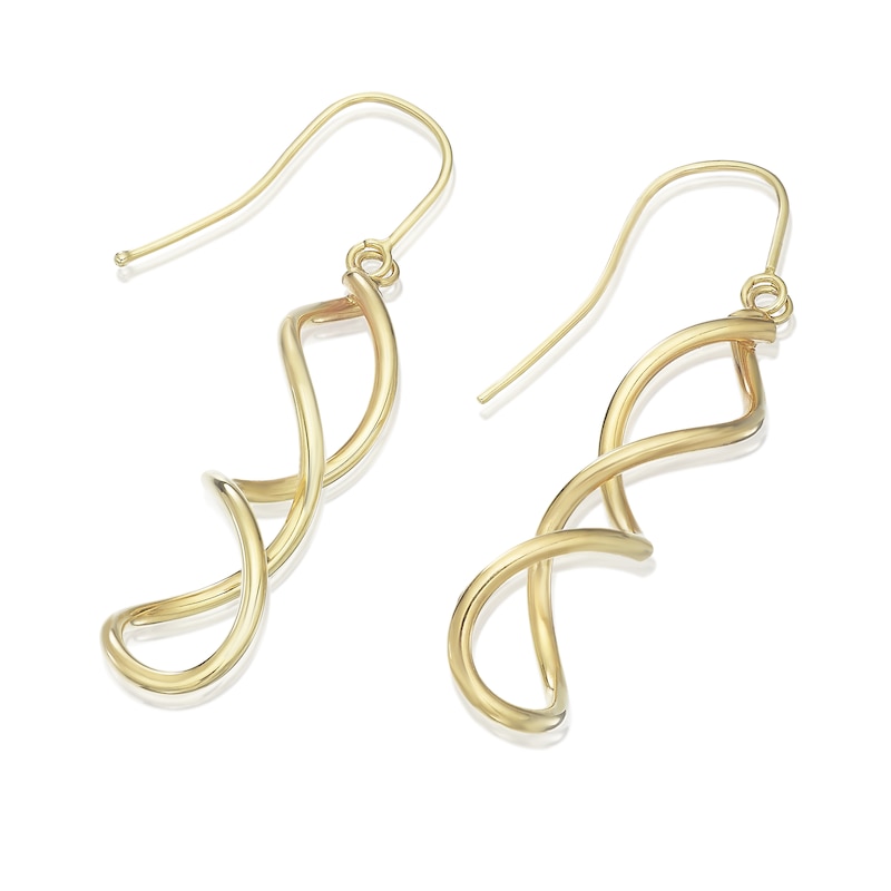 Main Image 2 of 9ct Yellow Gold Polished Twist 3D Drop Earrings