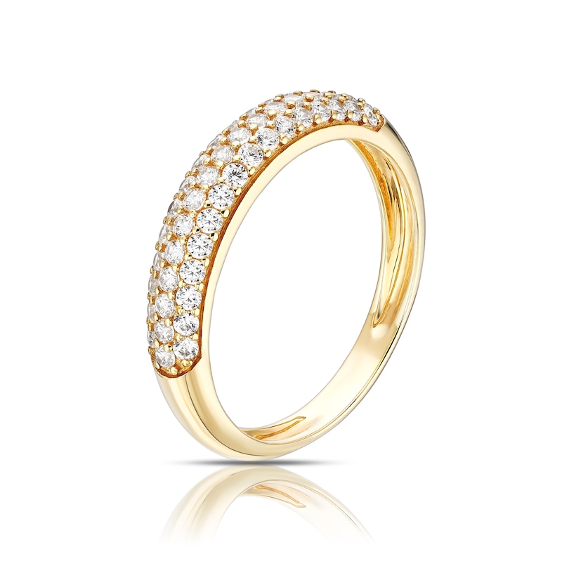 Main Image 2 of 9ct Yellow Gold Cubic Zirconia Triple Row Pavé Ring