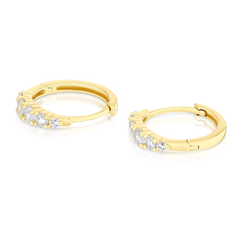 Main Image 2 of 9ct Yellow Gold Graduated Cubic Zirconia Huggie Hoop Earrings