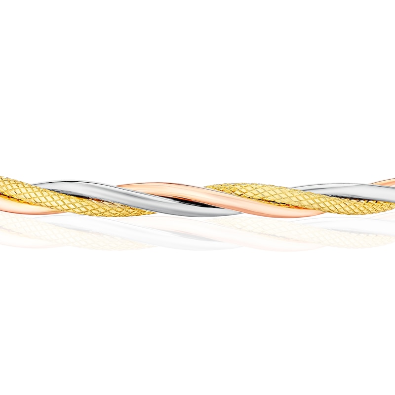 Main Image 2 of 9ct Tri Gold  Multi Texture Twist Bangle