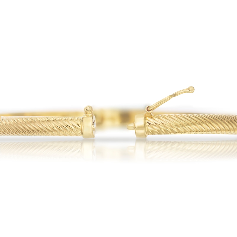 Main Image 3 of 9ct Yellow Gold Engraved Textured Bangle