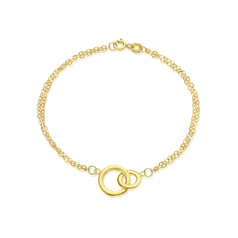 Main Image 1 of 9ct Yellow Gold 7.25&quot; Interlink Circle Bracelet