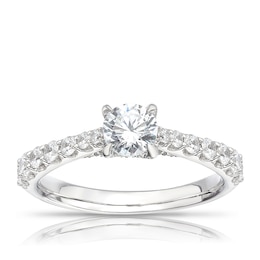 Platinum 1ct Diamond Round Cut Four Claw Solitaire Ring