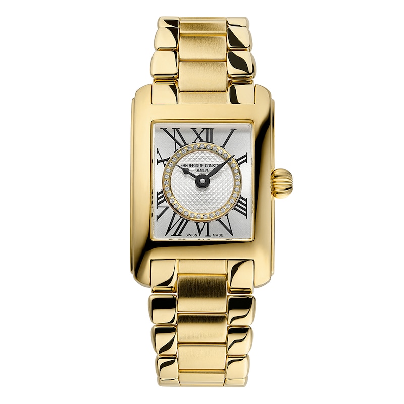 Main Image 1 of Frederique Constant Carree Ladies' Diamond Dial & Gold Tone Stainless Steel Watch