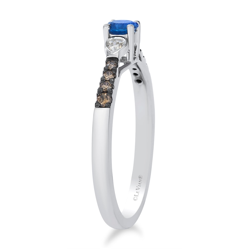 Main Image 2 of Le Vian 14ct White Gold Chocolate Nude 0.12ct Diamond &  Blueberry Sapphire Trilogy Ring