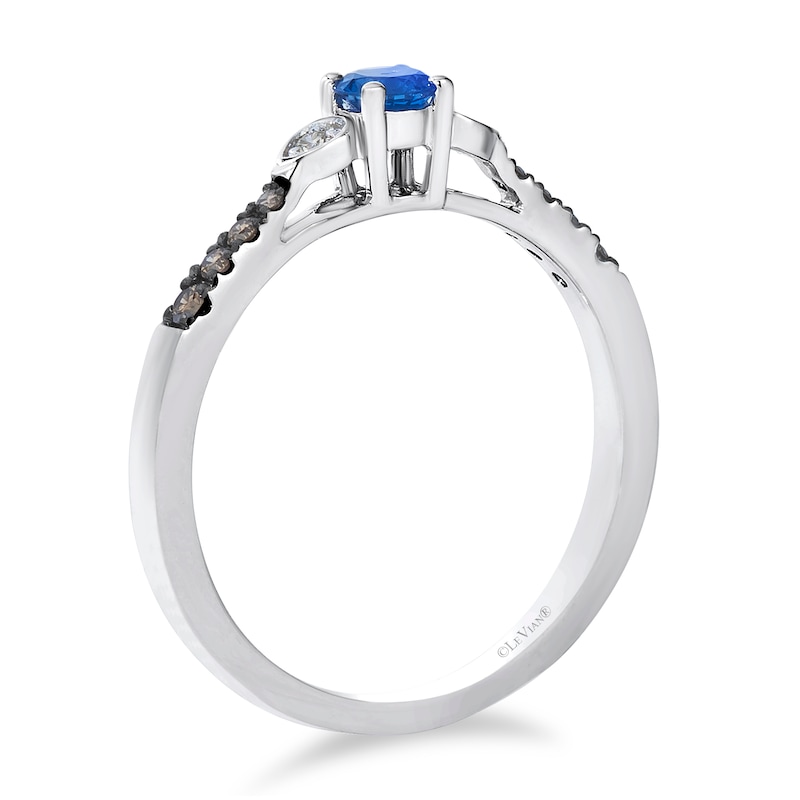 Main Image 3 of Le Vian 14ct White Gold Chocolate Nude 0.12ct Diamond &  Blueberry Sapphire Trilogy Ring