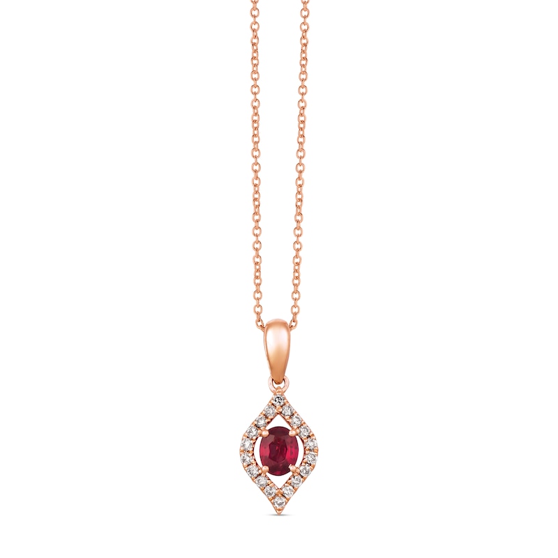 Main Image 1 of Le Vian 14ct Yellow Gold 0.15ct Diamond & Passion Ruby Oval Cut Pendant