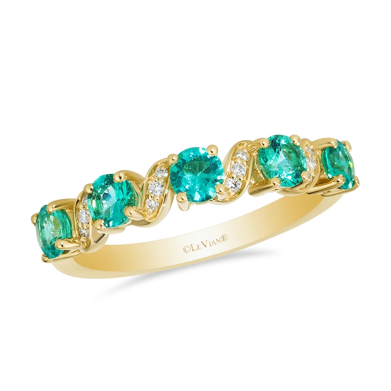 Main Image 1 of Le Vian 14ct Yellow Gold Diamond & Costa Smeralda Emerald Eternity Ring