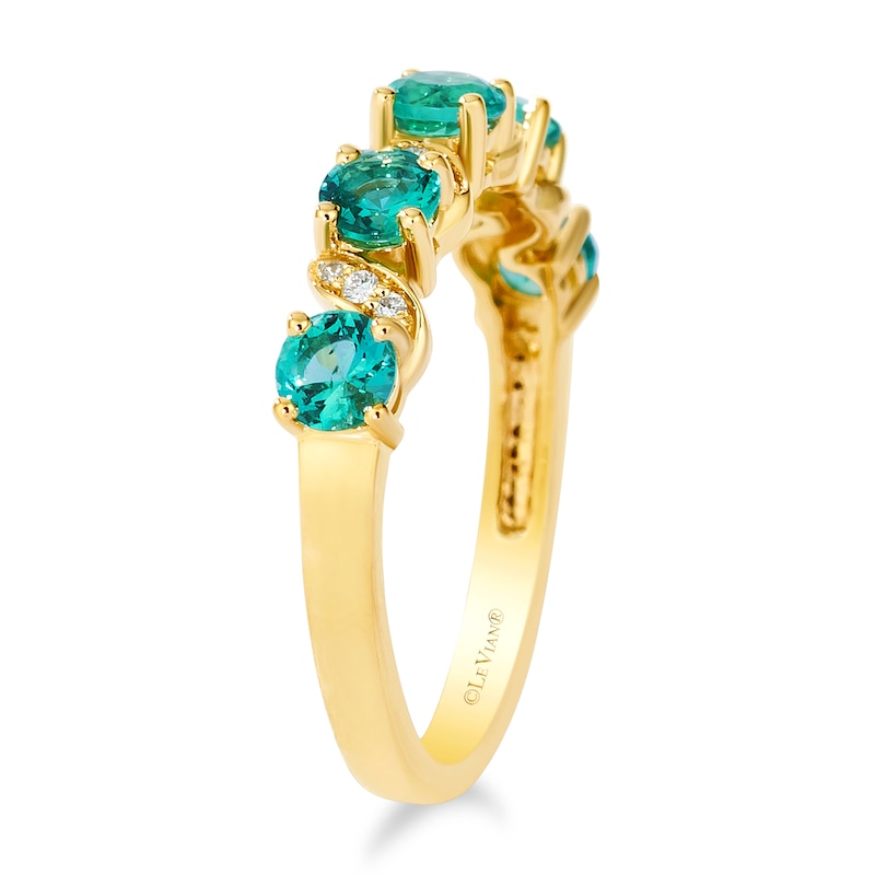 Main Image 2 of Le Vian 14ct Yellow Gold Diamond & Costa Smeralda Emerald Eternity Ring