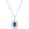 Thumbnail Image 1 of Le Vian Platinum 0.30ct Diamond & Oval Cornflower Sapphire Halo Pendant