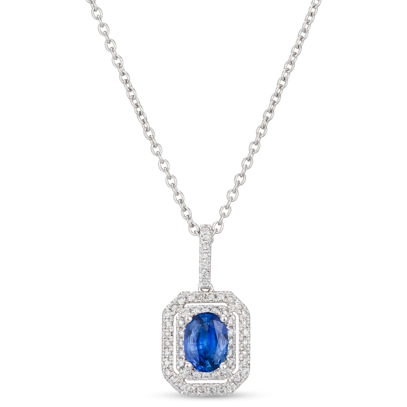 Main Image 1 of Le Vian Platinum 0.30ct Diamond & Oval Cornflower Sapphire Halo Pendant