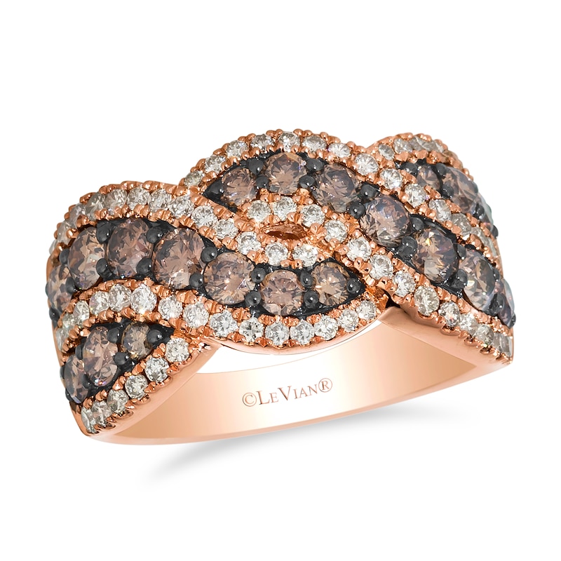 Main Image 1 of Le Vian  14ct Rose Gold Chocolate & Nude 2ct Diamond Twisted Wide Ring