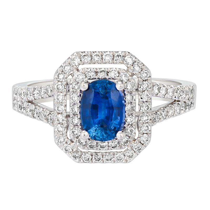 Main Image 2 of Le Vian Platinum 0.50ct Diamond & Oval Cornflower Sapphire Halo Ring